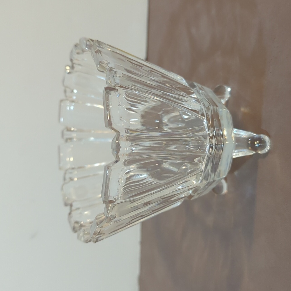 Western Germany Bowl Imperlux oval footed handcut lead crystal etched flowers